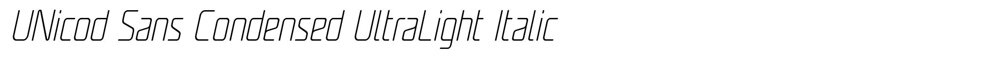 UNicod Sans Condensed UltraLight Italic image